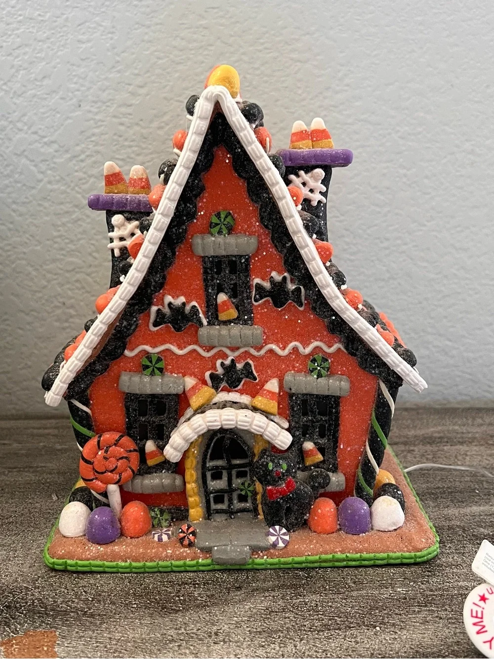 Lighted Sparkle Halloween Gingerbread House Decoration Candy Corn